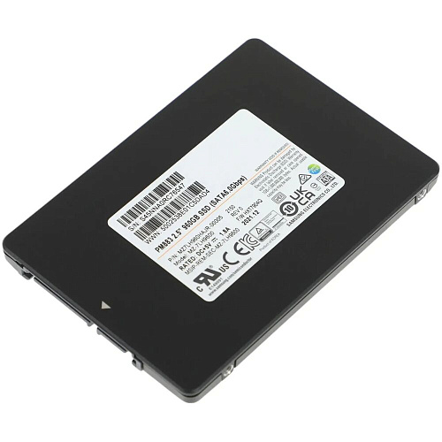 Внутренний SSD-накопитель Samsung SSD PM883, 960GB, 2.5" 7mm, SATA3, 3D TLC, R/W 550/520MB/s, IOPs 98 000/28 000, TBW 1366, DWPD 1.3