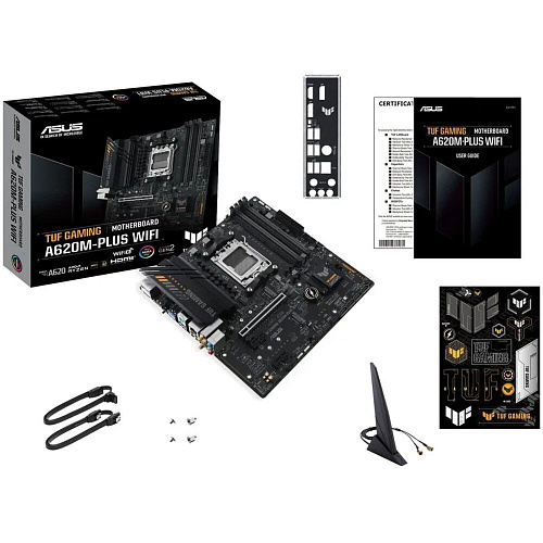 Материнская плата ASUS TUF Gaming A620M-Plus WiFi A620 Socket AM5 4xDDR5, 4xSATA3, 2xM.2, 1xPCI-E16x, 2xUSB3.2, 2xDP, HDMI, WiFi, 2.5Glan, mATX
