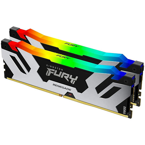 Модуль памяти DIMM 96Gb 2х48Gb DDR5 PC51200 6400MHz Kingston Fury Renegade RGB Silver (KF564C32RSAK2-96)