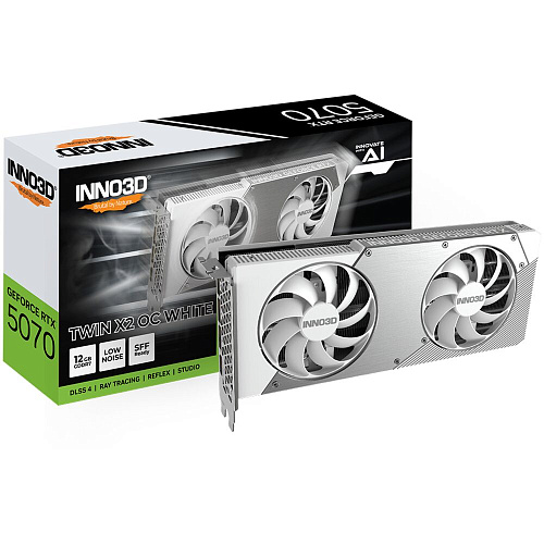 Видеокарта Inno3D GeForce RTX 5070 12288Mb, Twin X2 OC White 12 Gb (N50702-12D7X-195064W) 1xHDMI, 3xDP, Ret