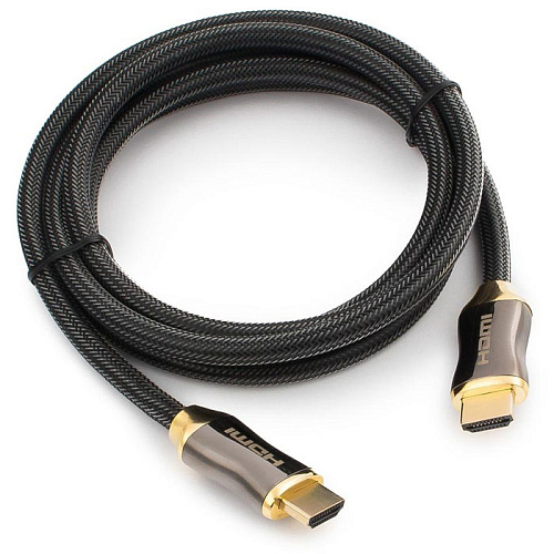 Кабель HDMI-HDMI v2.0 1.8м Cablexpert Platinum (CC-P-HDMI03-1.8M) титановый металлический корпус, нейлоновая оплетка, блистер