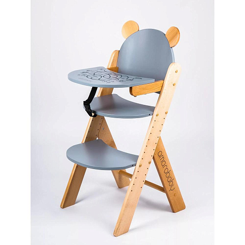 Растущий стул Amarobaby ECO, BEAR, серый, деревянный, массив бука/клееный шпон