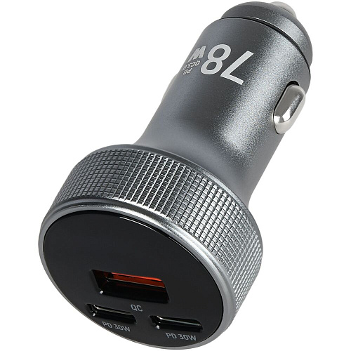 Автомобильное зарядное устройство TFN 78W USB A + 2xType-C серое