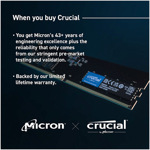 Модуль памяти DIMM 16Gb DDR5 PC38400 4800MHz Crucial (CT16G48C40U5)