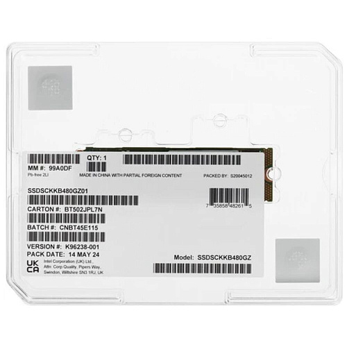 Внутренний SSD-накопитель 480Gb Intel SSDSCKKB480GZ1Z SATA3 D3-S4520-Series M.2 2280 SATA3