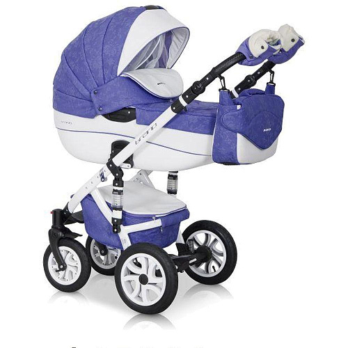 Коляска 2 в 1 Riko Bruno Ecco 19 фиолетовый-белый