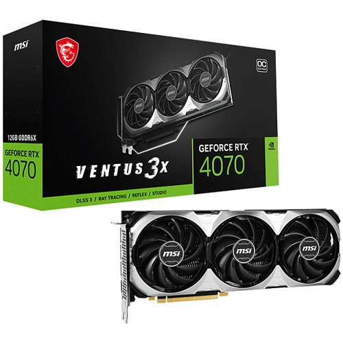 Видеокарта MSI GeForce RTX 4070 12288Mb, Ventus 3X 12G OC (RTX 4070 Ventus 3X 12G OC) 1xHDMI, 3xDP, Ret