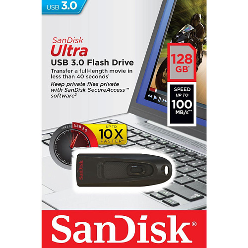 USB Flash накопитель 128GB SanDisk Ultra (SDCZ48-128G-U46) USB 3.0 Черный