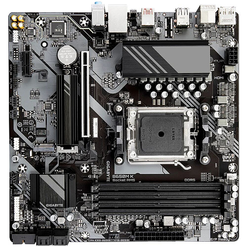Материнская плата Gigabyte B650M K Socket-AM5 AMD B650 4xDDR5, 4xSATA3, RAID, 2xM.2, 1xPCI-E16x, 1xUSB3.2, 1xUSB3.2 Type C, DP, HDMI, 2.5Glan, mATX Ret