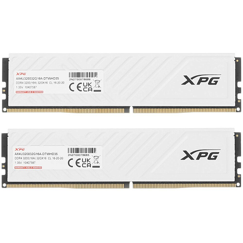 Модуль памяти DIMM 64Gb 2х32Gb DDR4 PC25600 3200MHz ADATA XPG Gammix D35 White (AX4U320032G16A-DTWHD35)