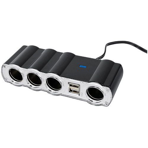 Разветвитель в прикуриватель Digma DCN-12P4U2 4 входа, 2xUSB черный
