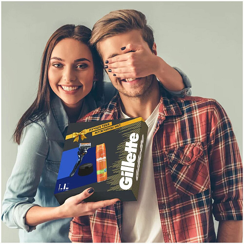 Gillette Подарочный набор (Gillette Станок Proglide Flexball с 1 сменной кассетой + Gillette Гель для бритья Fusion5 + Подставка)