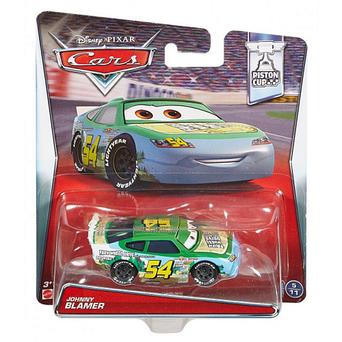 Mattel Cars W1938 Базовая машинка Номер #54 (Джонни Бламер, FAUX WHEEL DRIVE)