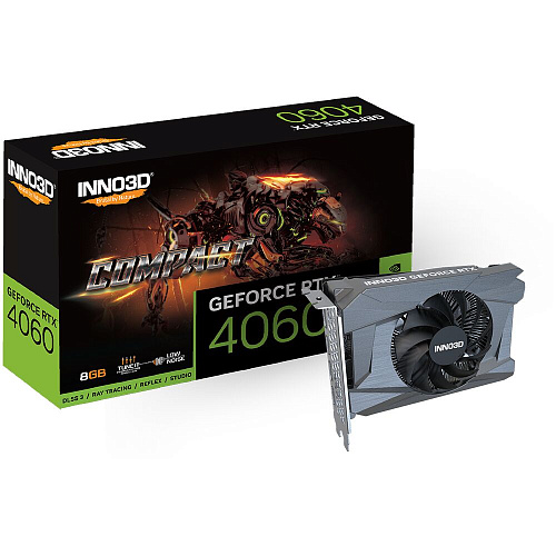 Видеокарта Inno3D GeForce RTX 4060 8192Mb, Compact 8G (N40601-08D6-173050N) 1xHDMI, 3xDP, Ret