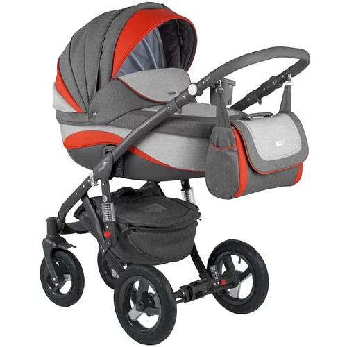 Коляска 2 в 1 Adamex Barletta New (серый+св.серый+красный B-3)