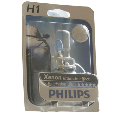 Автомобильная лампа H1 55W Blue Vision ultra 1 шт. Philips