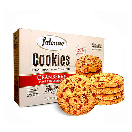 Печенье Falcone Cookies с клюквой и кукурузной мукой, 200 г