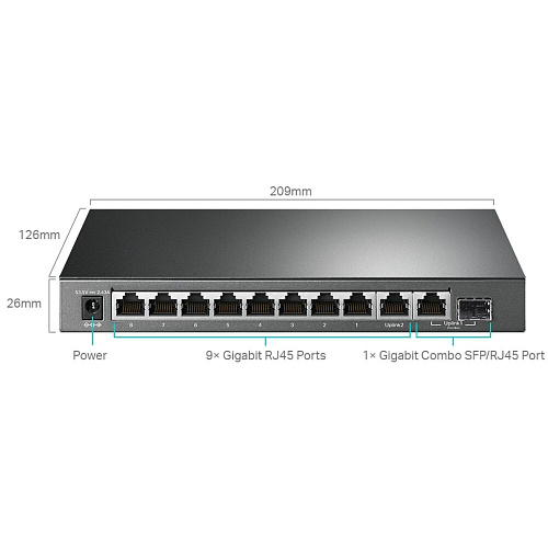 Коммутатор TP-LINK TL-SG1210MPE Easy Smart 9xGbLAN 1xSFP/GbLAN 8xPoE+