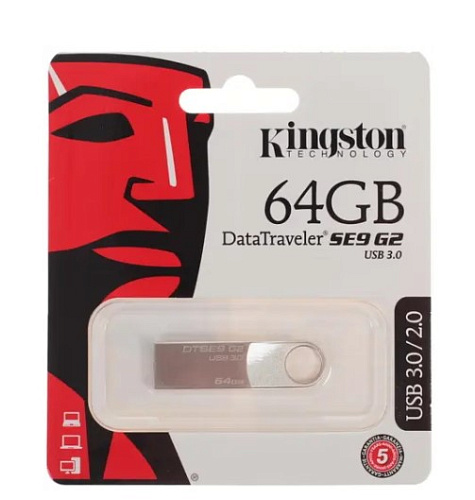 USB Flash накопитель 64GB Kingston DataTraveler SE9 G2 (DTSE9G2/64GB) USB 3.0 Серебристый