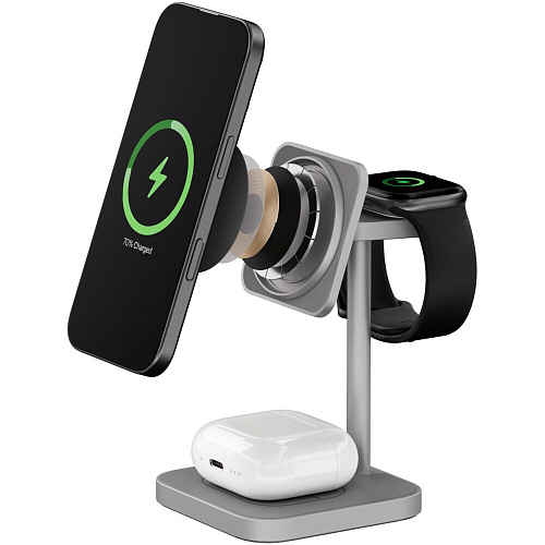 Беспроводная зарядная панель 3 в 1 Для IPhone, Apple Watch, Airpods uBear Evoke Qi2.2 25W Grey