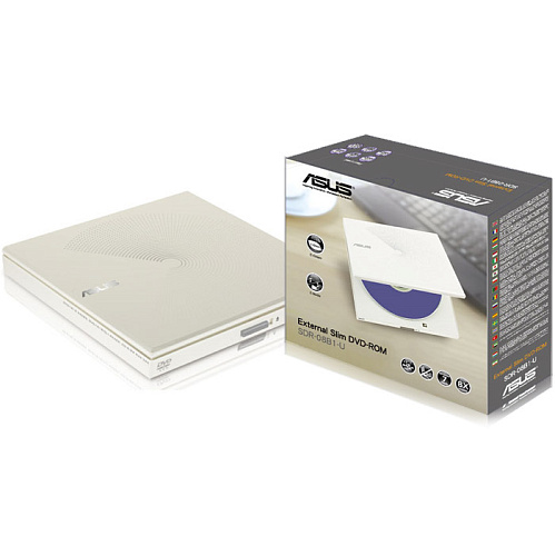 Внешний привод DVD-RW ASUS SDR-08B1-U/WHT/G/AS DVD USB 2.0 белый