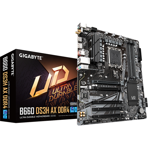 Материнская плата Gigabyte B660 DS3H AX DDR4 B660 Socket-1700 4xDDR4, 4xSATA3, RAID, 2xM.2, 1xPCI-E16x, 1xUSB3.2, 1xUSB3.2 Type C, DP, HDMI, WiFi, Glan, ATX