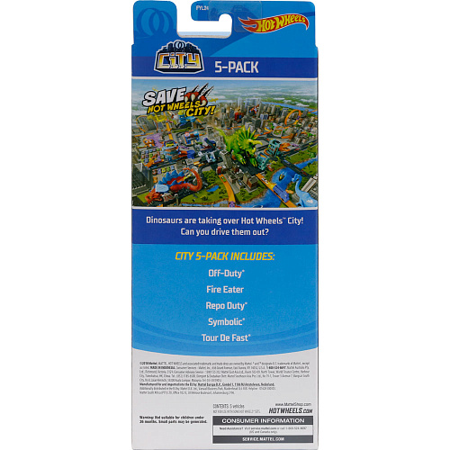 Mattel Hot Wheels 1806/FYL24 Подарочный набор из 5 машинок (City) синий фон