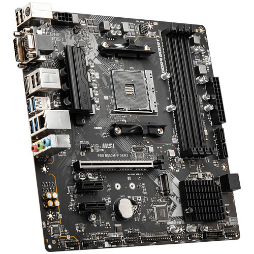 Материнская плата MSI Pro B550M-P GEN3 Socket-AM4 AMD B550 4xDDR4, 4xSATA3, RAID, 1xM.2, 1xPCI-E16x, 4xUSB3.2, D-Sub, DP, HDMI, Glan, mATX УЦЕНКА