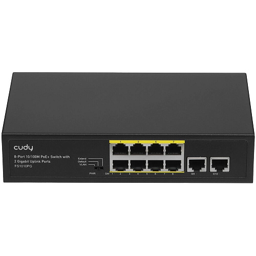 Коммутатор Cudy FS1010PG неуправляемый 8 портов 10/100Мбит/с PoE+, 2 порта 10/100/1000Мбит/с uplink