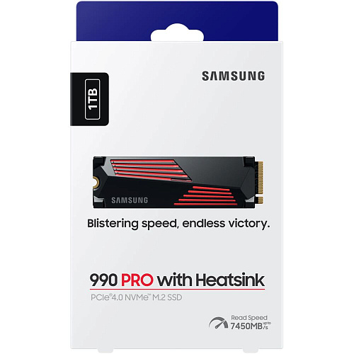 Внутренний SSD-накопитель 1000Gb Samsung 990 Pro with Heatsink (MZ-V9P1T0GW) M.2 2280 PCI-E 4.0 x4