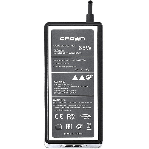 Адаптер питания от сети Crown CMLC-3306 для ноутбуков 65Вт, type-C Power Delivery