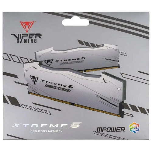 Модуль памяти DIMM 48Gb 2х24Gb DDR5 PC51200 6400MHz Patriot Memory Viper Xtreme 5 RGB Mpower White (PVXR548G64C32KM)