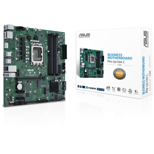 Материнская плата ASUS Pro Q670M-C-CSM Q670 Socket-1700 4xDDR5, 6xSATA3, 2xM.2, 1xPCI-E16x, 4xUSB3.2, 2xDP, HDMI, Glan, mATX