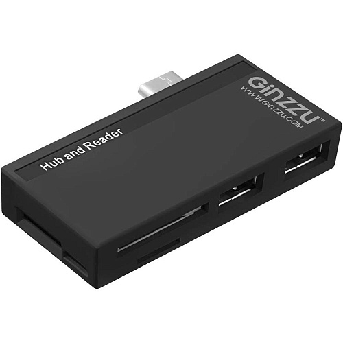Card Reader внешний GiNZZU, (GR-562UB) Черный Type C SD/microSD & USB3.0/2.0 HUB