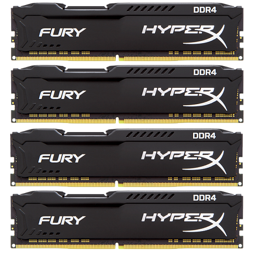 Модуль памяти DIMM 64Gb 4x16Gb DDR4 PC21300 2666MHz Kingston HyperX Fury Black Series (HX426C16FBK4/64)