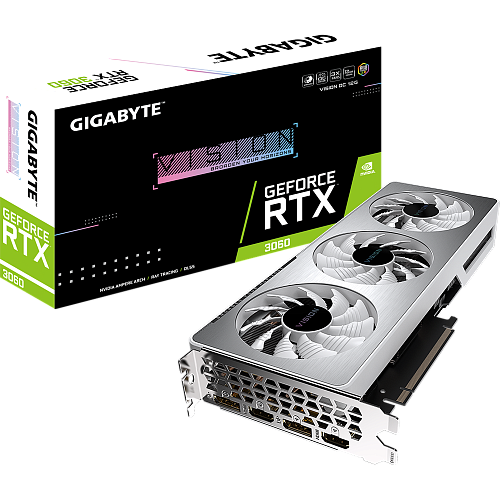 Видеокарта Gigabyte GeForce RTX 3060 12288Mb, Vision OC 12G (GV-N3060VISION OC-12GD) 2xHDMI, 2xDP, Ret