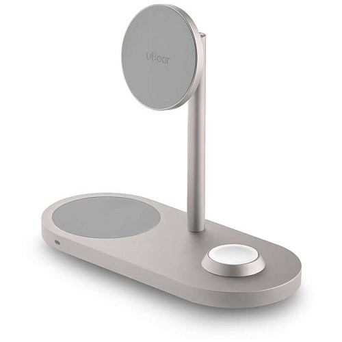 Беспроводная зарядная панель 3 в 1 Для IPhone, Apple Watch, Airpods uBear Stage Pro 30W Titan УЦЕНКА