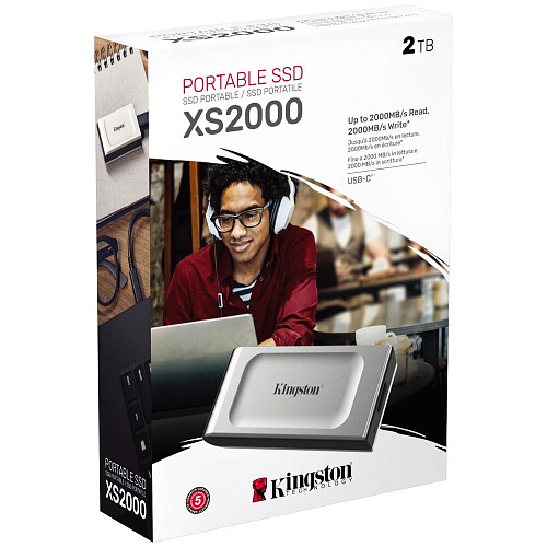 Внешний SSD-накопитель 2Tb Kingston XS2000 SXS2000/2000G (SSD) USB 3.2 серебристый