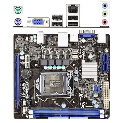 Материнская плата ASRock H61M-VG3 s1155 H61 2xDDR3, 1xPCI-E 16x, GLan, mATX OEM