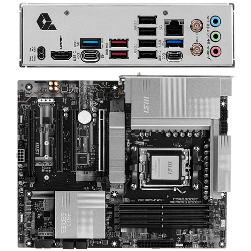 Материнская плата MSI Pro X870-P WiFi Socket-AM5 AMD X870 4xDDR5, 4xSATA3, RAID, 3xM.2, 4xPCI-E16x, 4xUSB3.2, 1xUSB3.2 Type C, DP, HDMI, WiFi, 2xGlan, ATX Ret