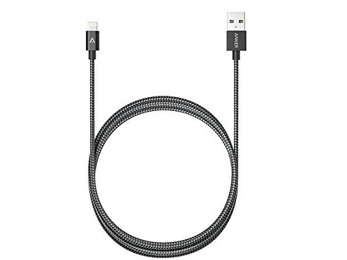 Кабель для Apple Lightning MFI Anker 1,8м в оплетке, капрон, черный  