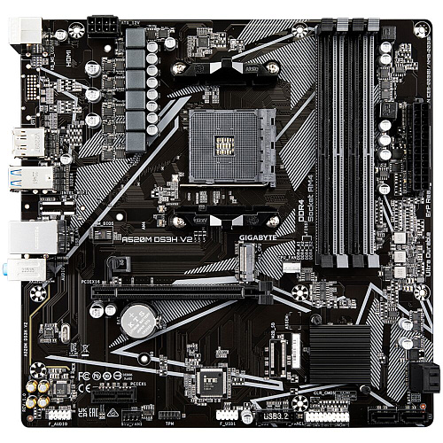 Материнская плата Gigabyte A520M DS3H V2 Socket-AM4 AMD A520 4xDDR4, 4xSATA3, RAID, 1xM.2, 1xPCI-E 16x, 4xUSB 3.2, DP, HDMI, GLAN mATX Ret УЦЕНКА