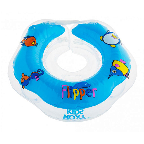 Круг надувной на шею Roxy Kids Flipper для малышей 0+ (синий)