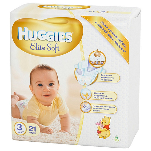 Подгузники Huggies Elite Soft (5-9кг), 21 шт