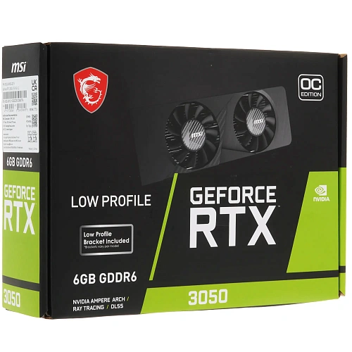 Видеокарта MSI GeForce RTX 3050 6144Mb, LP E 6G OC (RTX 3050 LP E 6G OC) 2xHDMI, 1xDP, Ret