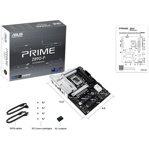 Материнская плата ASUS Prime Z890-P Z890 Soc-1851 4xDDR5, 4xSATA3, RAID, 4хM.2, 4xPCI-E16x, 3xUSB3.2, 1xUSB3.2 Type C, DP, HDMI, 2.5Glan, ATX