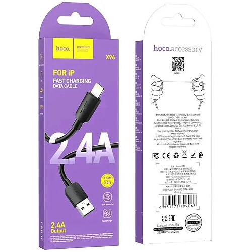 Кабель USB-A - Lightning 1m Hoco X96 Hyper iP черный