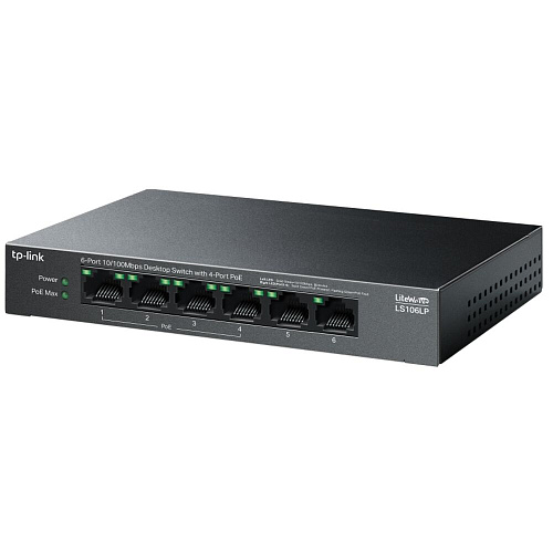 Коммутатор TP-LINK LS106LP неуправляемый 6 портов 10/100Мбит/с PoE