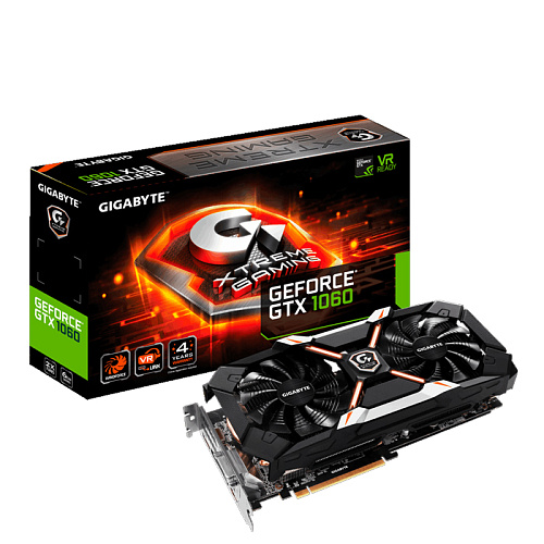 Видеокарта GIGABYTE GeForce GTX 1060 6144Mb,  Xtreme Gaming 6G GV-N1060XTREME-6GD DVI-D, HDMI, 3xDP Ret УЦЕНКА