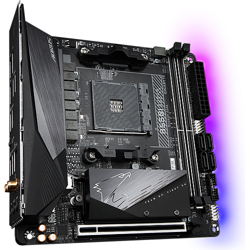 Материнская плата Gigabyte B550I AORUS Pro AX Socket-AM4 AMD B550 2xDDR4, 4xSATA3, 2xM.2, 1xPCI-E16x, 5xUSB3.2, 1xUSB3.2 Type C, DP, 2xHDMI, Wi-Fi, Glan, mini-ITX Ret